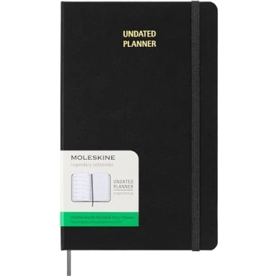 Image de Moleskine Agenda Hebdomadaire Non Daté, Settimanale avec Espace pour Notes 12 Mois, Couverture Rigide et Fermeture Élastique, Couleur Noir, Format Large 13 x 21 cm