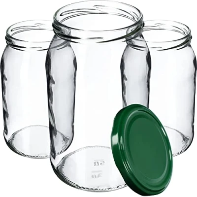 Image de KADAX Lot de 24 bocaux conservation en verre Pour couvercle à visser 900 ml confiture, conservation, conserves, verts, K5198