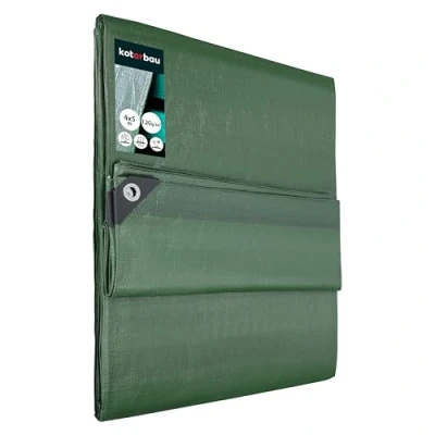 Image de Bâche de Protection Exterieur Bois imperméable avec œillets renforcés 4 x 5 m Vert 120 g/m²