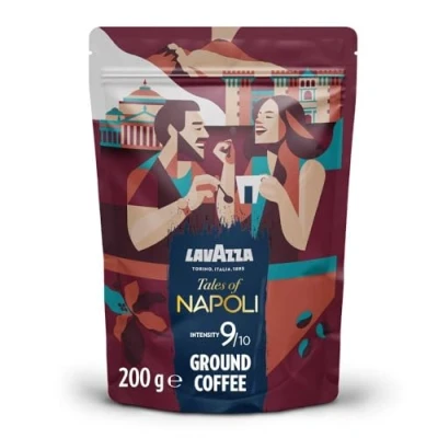 Image de Lavazza, Tales of Roma, Café Moulu, 200 g, Idéal pour la Machine Filtre ou Manuelle, Notes de Noisette et Chocolat Noir, Arabica &amp; Robusta, Intensité 8/10, Torréfaction Moyenne