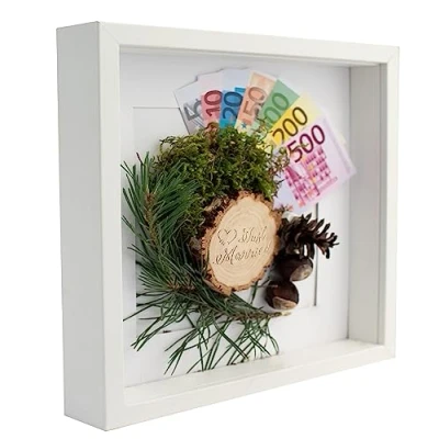 Image de 23 x cm Box 3D Cadre Photo avec Passe Partout 13 cm, Blanc