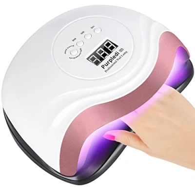 Image de Purpledi Lampe UV LED Ongles Gel,168W Portable Séchoir à Professionnel,10s/30s/60s/99s, LCD Ecran,Capteur, Base Démontable pour Toutes Les Gels, Machine Automatique Vernis