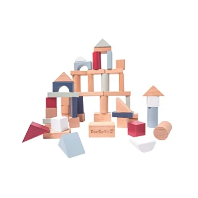 Image de Everearth 50 Blocs de Construction Pastel EE33893, Coloré