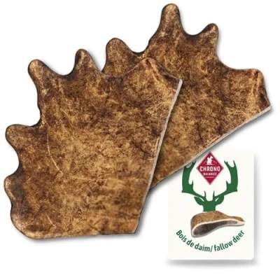 Image de ChronoBalance® XXL (Lot de 2) Bois cerf pour Chien : 100% Naturel, Jouet à mâcher Soins dentaires, collation nutritive Riche en minéraux
