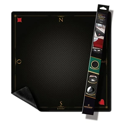 Image de WOGAMAT Officiel Tapis De Carte À Jouer Luxe Noir pour Tarot, Poker, Contrée, Coinche 60 X Cm Neoprene Epais Antiderapant sur Tout Type Surface Glisse des Cartes Parfaite Jeu