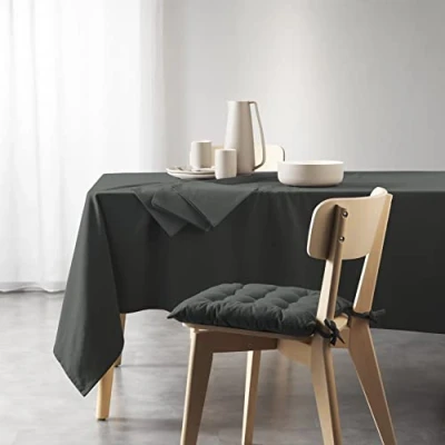 Image de douceur d&#039;intérieur, Nappe Rectangle (140 x 240 Cm) Mistral Anthracite, Coton Recyclé