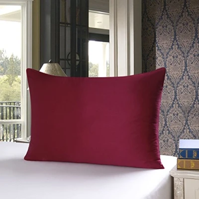Image de TOWNSSILK Taie d&#039;oreiller 100% Soie Naturelle de mûrier pour Les Cheveux et la Peau 19 mm des Deux côtés 1 unité, Soie, Claret, Standard 50x75cm