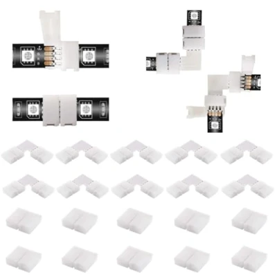 Image de Connecteurs de bande lumineuse LED RGB 4 broches 10 pièces en forme L + sans interruption pour multicolore SMD 5050