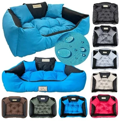 Image de KING DOG Un lit pour très Grands Chiens 3XL 145x115 cm Coussin imperméable Chien Canapé adapté au Lavage Moelleux et Douillet, Super Doux Made in EU Bleu