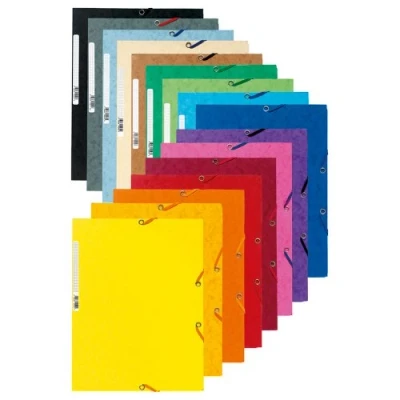 Image de Exacompta Réf. 55500E 1 chemise à élastiques pochette 3 rabats en carte lustrée 400 g/m2 dimensions 24 x 32 cm pour documents au format A4 couleur aléatoire