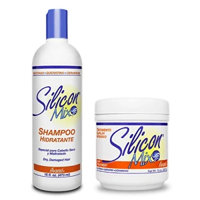 Image de Coffret de traitement et shampooing Silicon Mix 16oz/450g pour cheveux secs abîmés, perruques, extensions postiches