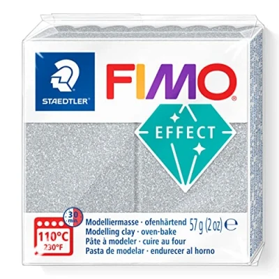 Image de STAEDTLER FIMO Effect Pain pâte à Modeler 57 g Effet pailleté argenté, 8010 812 St