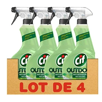 Image de CIF Outdoor Pistolet Spray Nettoyant Anti Moisissures avec Javel (Lot de 4x450ml)