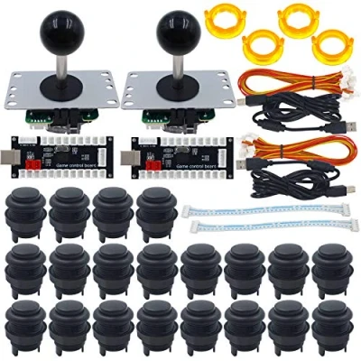 Image de SJ@JX Joysticks de jeu arcade 2 joueurs Noir mat double encodeur USB sans latence 4 et 8 pour PC Mame Respberry Pi Retropie