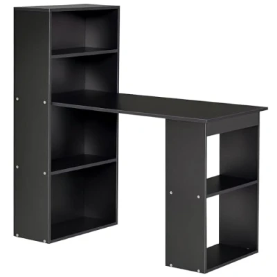 Image de HOMCOM Bureau Informatique avec étagère de Rangement d&#039;angle 120L x 55l 120H cm bibliothèque adjacente Multi rangements Noir