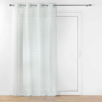Image de douceur d&#039;intérieur, Voilage à Œillets (140 x 240 cm) Lorea Sauge, Voile Sablé Imprimé Métallisé