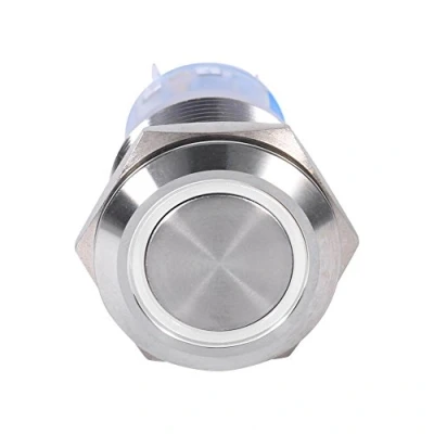 Image de 19mm 12 24V Interrupteur à Bouton poussoir LED, Keenso Bascule Autobloquant Verrouillage Automatique Commutateur Etanche On Off (blanc)