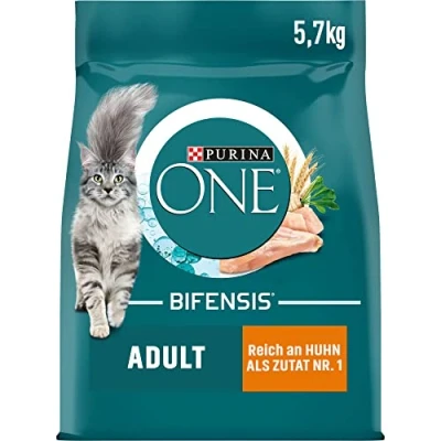 Image de PURINA ONE BIFENSIS Nourriture sèche pour Chat Adulte, Riche en Poulet, 1 Paquet (1 x 5,7 kg)