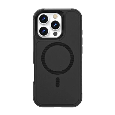Image de Coque MagSafe pour iPhone 16 Pro Antichoc avec Bords Surélevés Noir Neuf