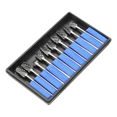 Image de Jeu de fraises rotatives, 10 pièces 2.35 * 6mm fichiers rotatifs en carbure tungstène ensemble d&#039;outils sculpture pour le travail des métaux outils