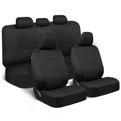 Image de BDK PolyPro Ensemble Complet de Housses siège Voiture en Noir uni â“ Banquette Avant et arrière séparée, Facile à Installer, intérieures pour Voiture, Camion, camionnette, SUV