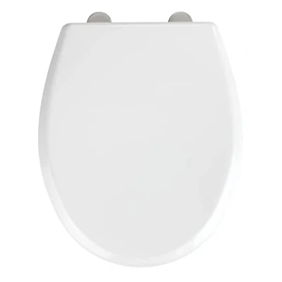 Image de WENKO Abattant WC avec Frein de Chute Gubbio clipsable Fixation INOX Capacité Charge jusqu&#039;à 350 kg Duroplast antibactérien 37 x 44.5 cm Blanc