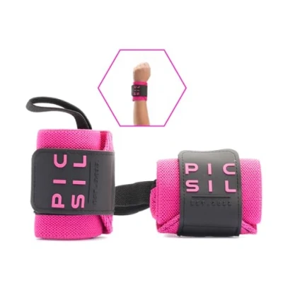 Image de PICSIL Bracelets pour Musculation, Support de Poignet Solide avec Passant Pouce, Bande Flexible Faite en Coton Extensible, Idéale l’Haltérophilie, Crosstraining, WODs, Unisex (Rose)