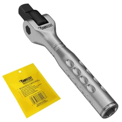 Image de 1 x SabreCut MRSC12 Mini Dual Drive Compact 1/4&quot; Barre de disjoncteur à tête pivotante carrée avec base hexagonale Poignée moletée antidérapante Système verrouillage ressort