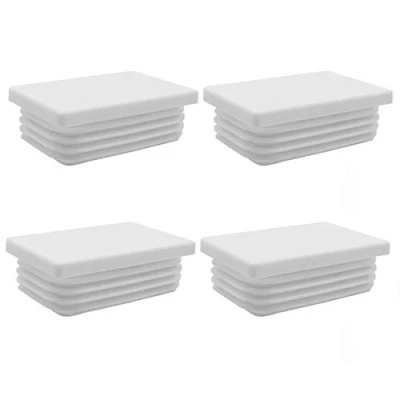Image de Enkotrade Lot de 4 bouchons à lamelles blancs pour tubes rectangulaires 40 x 30 mm Couvercle tuyau en plastique polyéthylène qualité supérieure Bouchon d&#039;extrémité, capuchons, patins