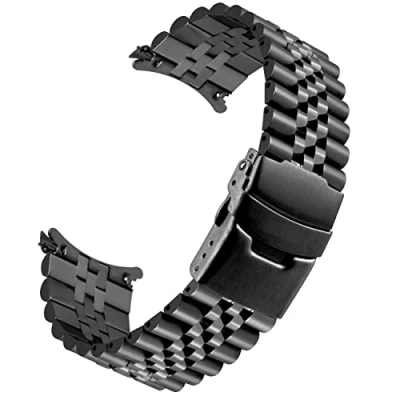 Image de Kai Tian bracelet en acier inoxydable de 22mm avec montre remplacement à boucle pliante extrémité incurvée pour hommes, femmes, conique tridimensionnel noir