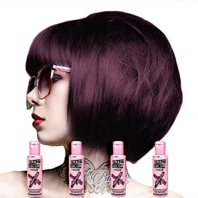 Image de Crazy Color Lot de 4 colorations semi permanentes 100 ml (Aubergine)