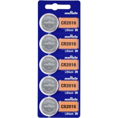 Image de Murata 248410 CR2016 BEABAE Lot de 5 Piles Bouton CR 2016 au Lithium 90 mAh 3 V