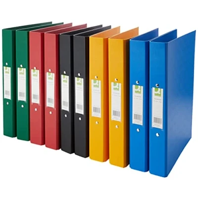 Image de Q Connect Lot de 10 classeurs 2 anneaux format A4 en polypropylène Couleurs assorties