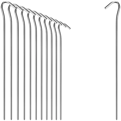 Image de com four® 12x piquets de Tente en Acier Sol Longs et Robustes pour Le Camping l&#039;extérieur idéal Les sols normaux Ø 5 mm