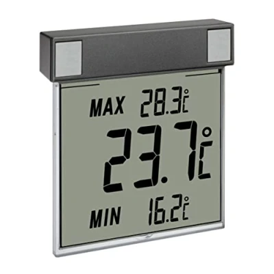 Image de thermomètre de fenêtre numérique, 30.1025.10, pour déterminer la température extérieure, fixation simple, extérieur, anthracite