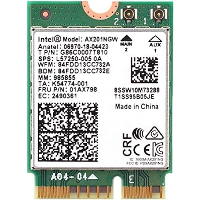 Image de AX201NGW Carte réseau sans Fil MQUPIN 2,4 Gbit/s 802.11ax Intel AX201 WiFi Bluetooth 5.0 pour Windows 10, 64 Bits, Google Chrome OS, Linux (5.2 Kernel System et Plus)