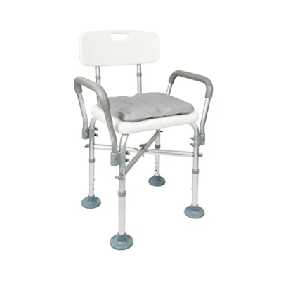 Image de KMINA Chaise de Douche (150 kg) avec Double Traverse Renforcée et Coussin, Tabouret Accoudoirs, Siège Douche, pour Blanc, Assemblage sans Outils Made in Europe