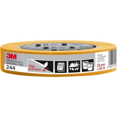 Image de 3M Ruban de Masquage Professionnel 244 Haute Précision 1 Rouleau, 24 mm x 50 m Surfaces Universelles, Résistant aux UV et à l&#039;Eau, Usage Intérieur Extérieur