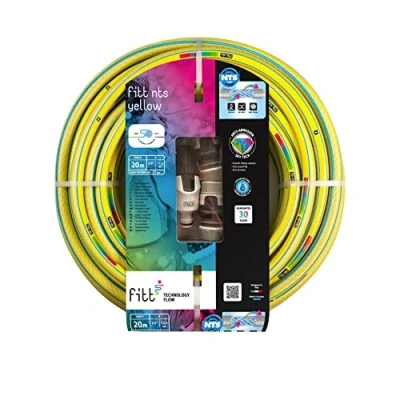 Image de FITT NTS Yellow 1/2&quot; (12,5 mm) 20 m Tuyau d&#039;Arrosage pour Jardins Utilisation Intensive, avec Lance à Débit Réglable et Raccords
