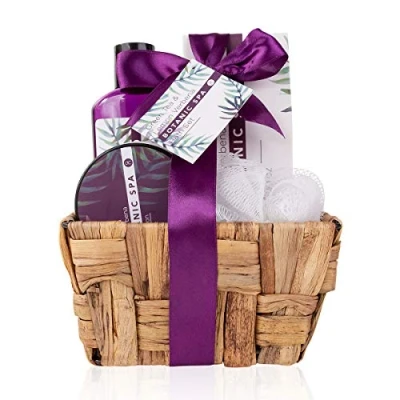 Image de Accentra Set cadeau pour femmes Botanic SPA dans un panier de soins composé 4 pièces gel douche, sels bain et lotion le corps bien être anniversaire &amp; Noël