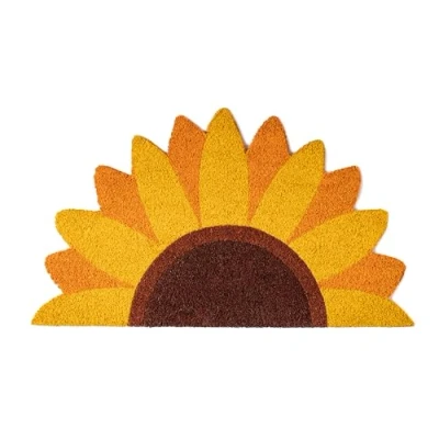 Image de fisura. Tapis d&#039;entrée en Forme de Tournesol. Paillasson Original Noix Coco avec Support antidérapant PVC. Dimensions : 70 x 40 cm. (Tournesol, Jaune)
