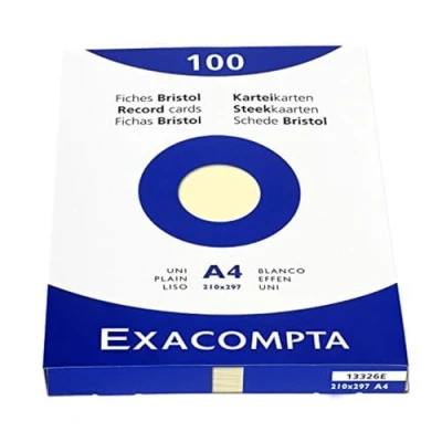 Image de Exacompta Réf. 13326E Étui de 100 fiches bristol unies non perforées format 210 x 297 mm compatibles avec imprimante jet d&#039;encre, laser et photocopieur couleur jaune