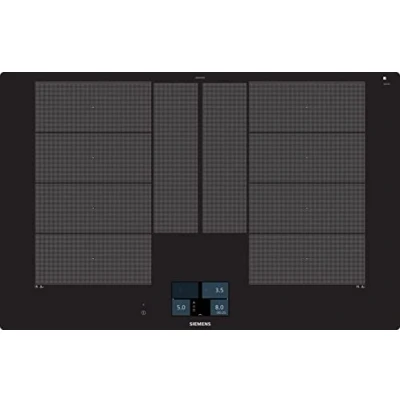 Image de Siemens EX801KYW1E Plaque de cuisson 79,2 cm, compatible avec le capteur Smart Home Connect/VarioInduction Plus/VarioMotion/Plus 5 niveaux température, couleur noire