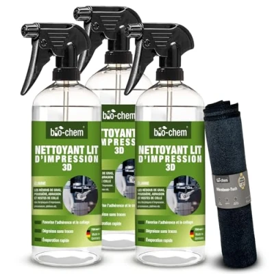 Image de Bio Chem Nettoyant en Spray pour imprimante 3D 3 x 750ml + Chiffon Microfibres Produit lit d&#039;impression des imprimantes 3D, pièces de PC et Autres appareils électroniques