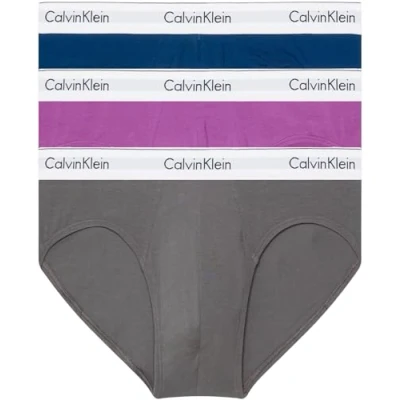 Image de Calvin Klein Homme Slip Lot De 3 Sous Vêtement Coton Stretch, Multicolore (Eiffle Tower Poisidon Dahlia), S