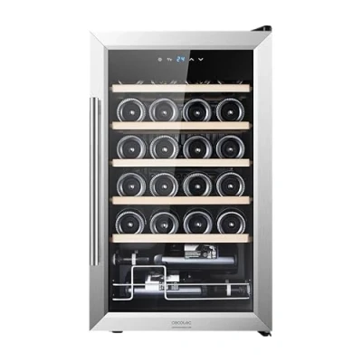 Image de Cecotec Cave a vin Bolero GrandSommelier 2450 Inox Compressor. à 24 Bouteilles avec compresseur de réfrigération, température réglable entre 5 et 18 ºC pour un service parfait.