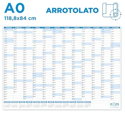 Image de Calendrier mural 2025 118 x 84 cm Planner Expédié roulé sans plis Format Maxi Grande A0 &quot;Positif&quot;