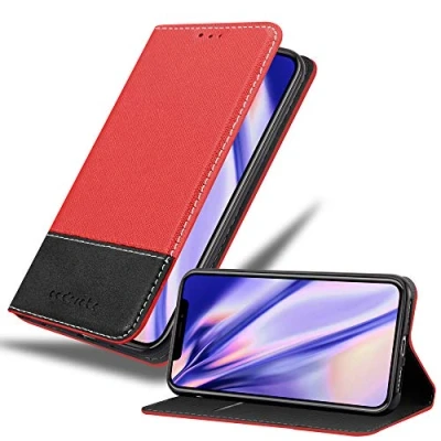 Image de Coque pour Apple iPhone X / XS en ROUGE NOIR Housse de protection Étui avec fermeture magnétique, fonction support et compartiment carte Neuf