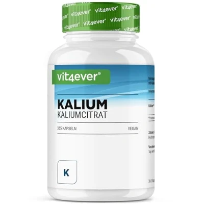 Image de potassium 365 gélules avec 800 mg de élémentaire (issu du citrate potassium) par portion journalière 100% Sans additif Vegan