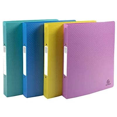 Image de Exacompta Réf. 54790E Lot de 4 classeurs semi rigides PP Forever Young 2 anneaux ronds diamètre 30mm Dos 40mm Dimensions extér. : 32x26,8 cm Format à classer A4 Maxi couleurs assorties